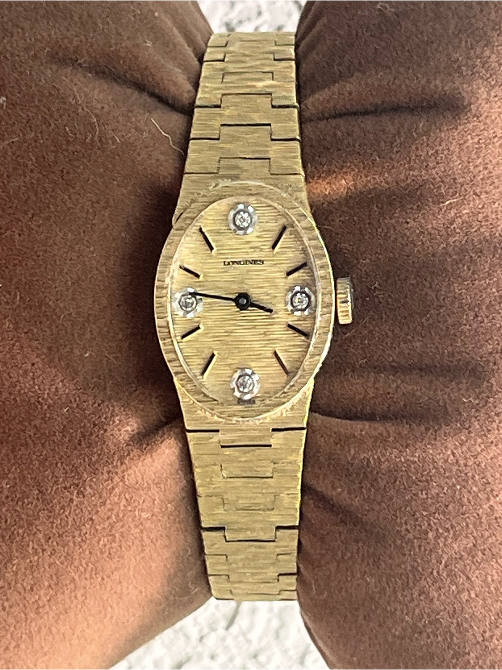 Vintage Longines Ladies Mechanical Watch Diamond Accent Dial
